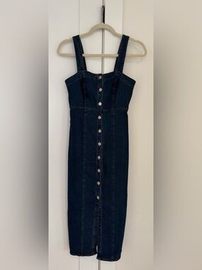 Dee Elly Button Up Dark Wash Denim Dress | Size XSmall